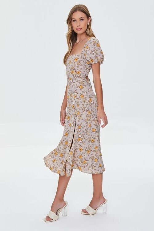 Floral Print Lace-Back Satin Dress | Forever 21 (US)