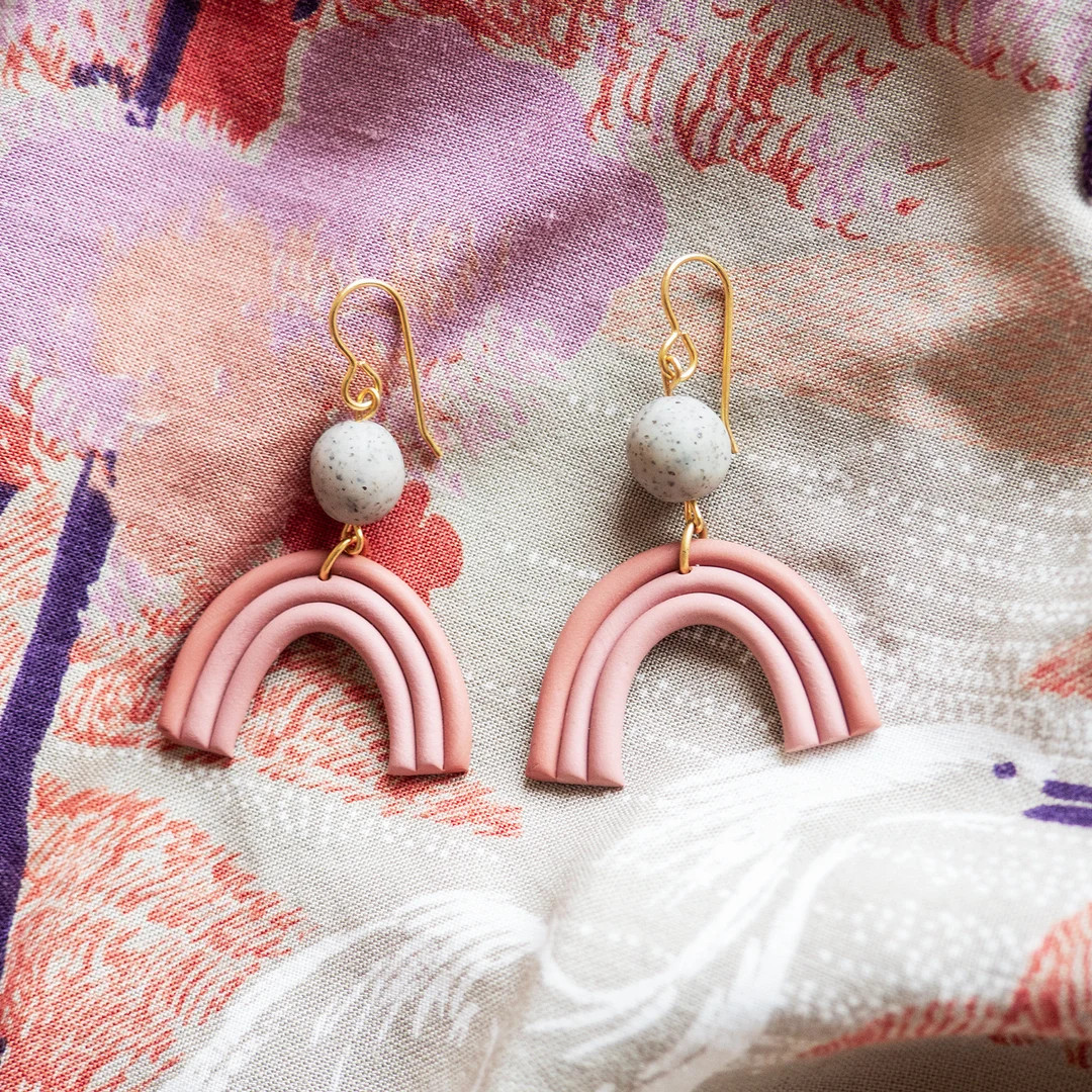 Pink Rainbow Polymer Clay Earrings - Etsy | Etsy (US)