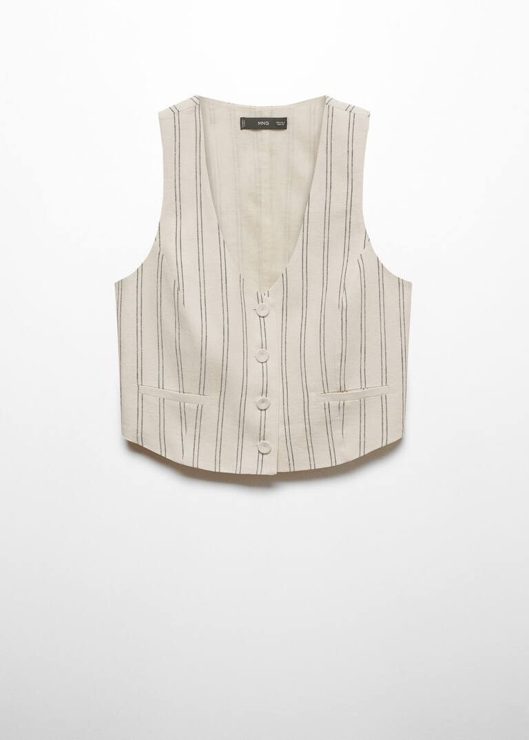 Striped linen waistcoat -  Women | Mango USA | MANGO (US)