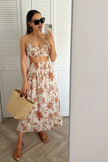 I found a similar outfit to this matching set that is currently available at Abercrombie [also available in white]! You can also take 20% off almost everything this weekend [sale ends 4/1] 

resort wear / summer / spring / beach / vacation 

#LTKtravel #LTKSeasonal #LTKsalealert