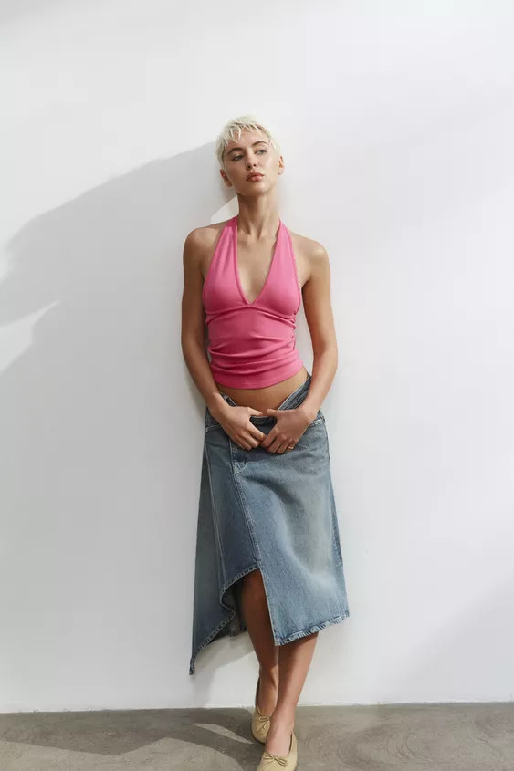ASYMMETRIC TRF DENIM SKIRT | Zara US