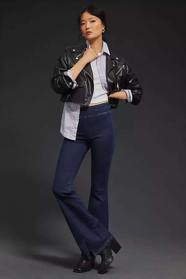 Frame The Jetset Pull-On Flare Jeans By Frame in Blue Size 0 | Anthropologie (US)