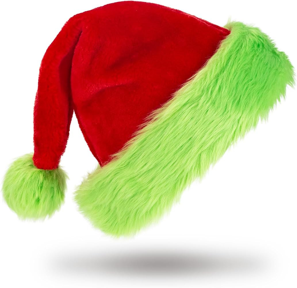 Funny Santa Hat for Adults – Soft Plush Red and Green Christmas Hat for Men and Women – Cozy ... | Amazon (US)