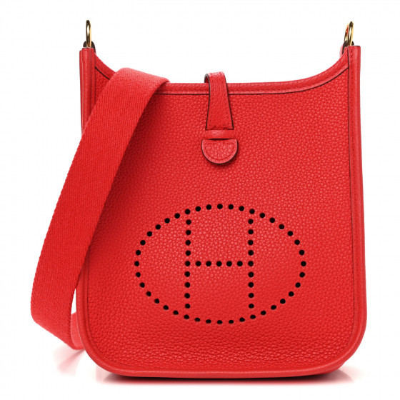 HERMES Taurillon Clemence Evelyne TPM Rouge de Coeur | Fashionphile