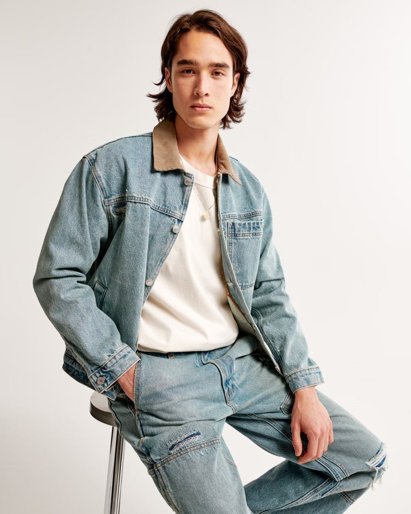 Cropped Denim Trucker Jacket | Abercrombie & Fitch (US)