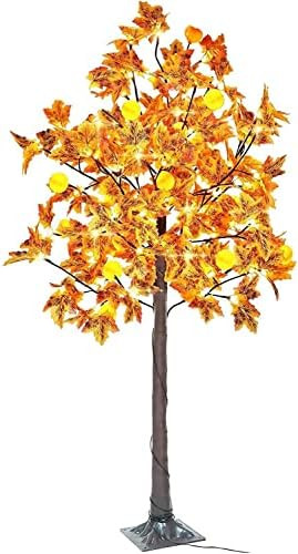 Amazon.com: TURNMEON 5.5Ft Prelit Lighted Fall Maples Tree with 16 Pumpkins 110 LED Warm Lights F... | Amazon (US)