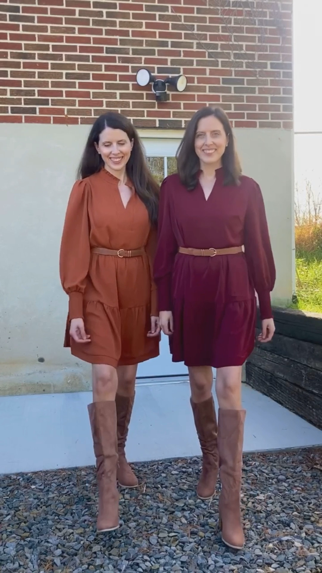 We’ve found the perfect fall dress and boots! 

Autumn dress, Burgundy dress, orange dress, long sleeve fall dress, over the knee boots, tan belt, knee length dress. Twin sisters, fall outfits, fall dresses, fall family photos, teacher outfit, date night dress 

#LTKSeasonal #LTKFindsUnder50 #LTKFindsUnder100