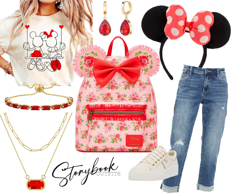 Main Street called… it wants you dressed in Disney romance 💌❤️
Mickey & Minnie Valentine tee, black ears, rose-red details, floral Loungefly, ripped denim + comfy sneakers = the easiest cute + cozy Disney park date look! 

 

#LTKTravel