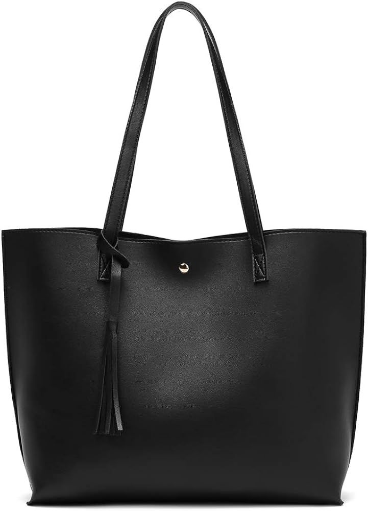 Women's Soft Faux Leather Tote Shoulder Bag from Dreubea, Big Capacity Tassel Handbag | Amazon (US)