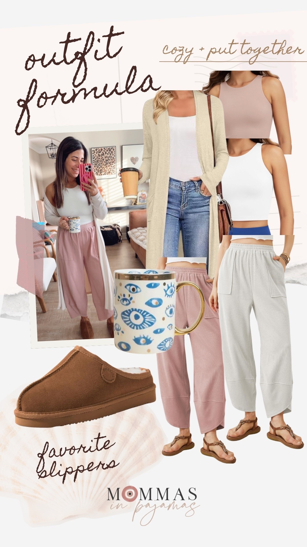 The perfect formula for a cozy + put together look is my favorite petite friendly lounge pants (I own so many colors and wear them ALL THE TIME) a high neck, double lined tank top, cozy cardigan and look for less slip ons. This look is perfect for lounging at home, running errands, or school drop off. 
Petite friendly lounge outfit, casual mom outfit   

#LTKMidsize #LTKmomlife #LTKPetite