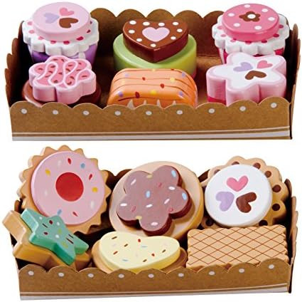bee Smart — Wooden Toy - Tea Party Wooden Cakes and Wooden Biscuits Set Pretend Play Food with ... | Amazon (US)