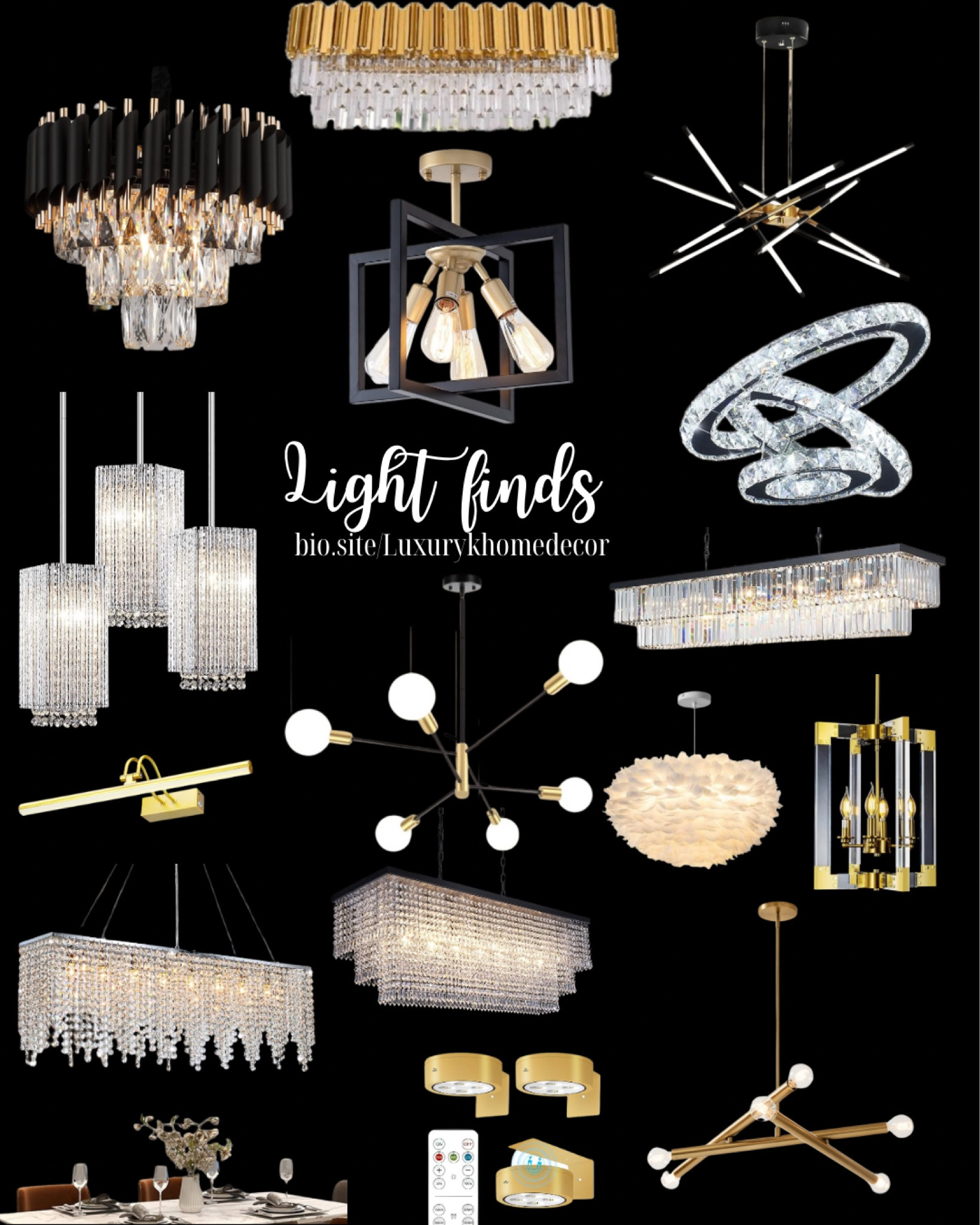 Amazon light💡finds.. modern/luxury lighting that would brighten up any room! 💡💞🙌🏾 if you like old Hollywood, luxurious feel then these are the perfect lighting styles for you. 🤩💡 💞🙌🏾.. find all lighting items in my bio 🔗on my LTK 

#LTKfamily #LTKhome #LTKVideo