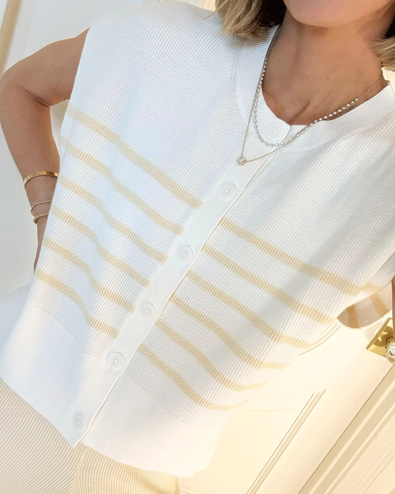 Splendid x @Cellajaneblog Sleeveless Striped Cardi | Splendid