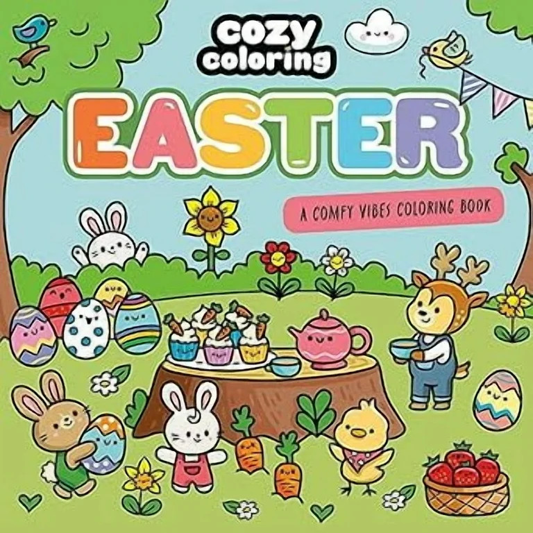 Cozy Coloring: Easter: A Comfy Vibes Coloring Book for Adults and Kids: Simple, Relaxing Pages Fe... | Walmart (US)
