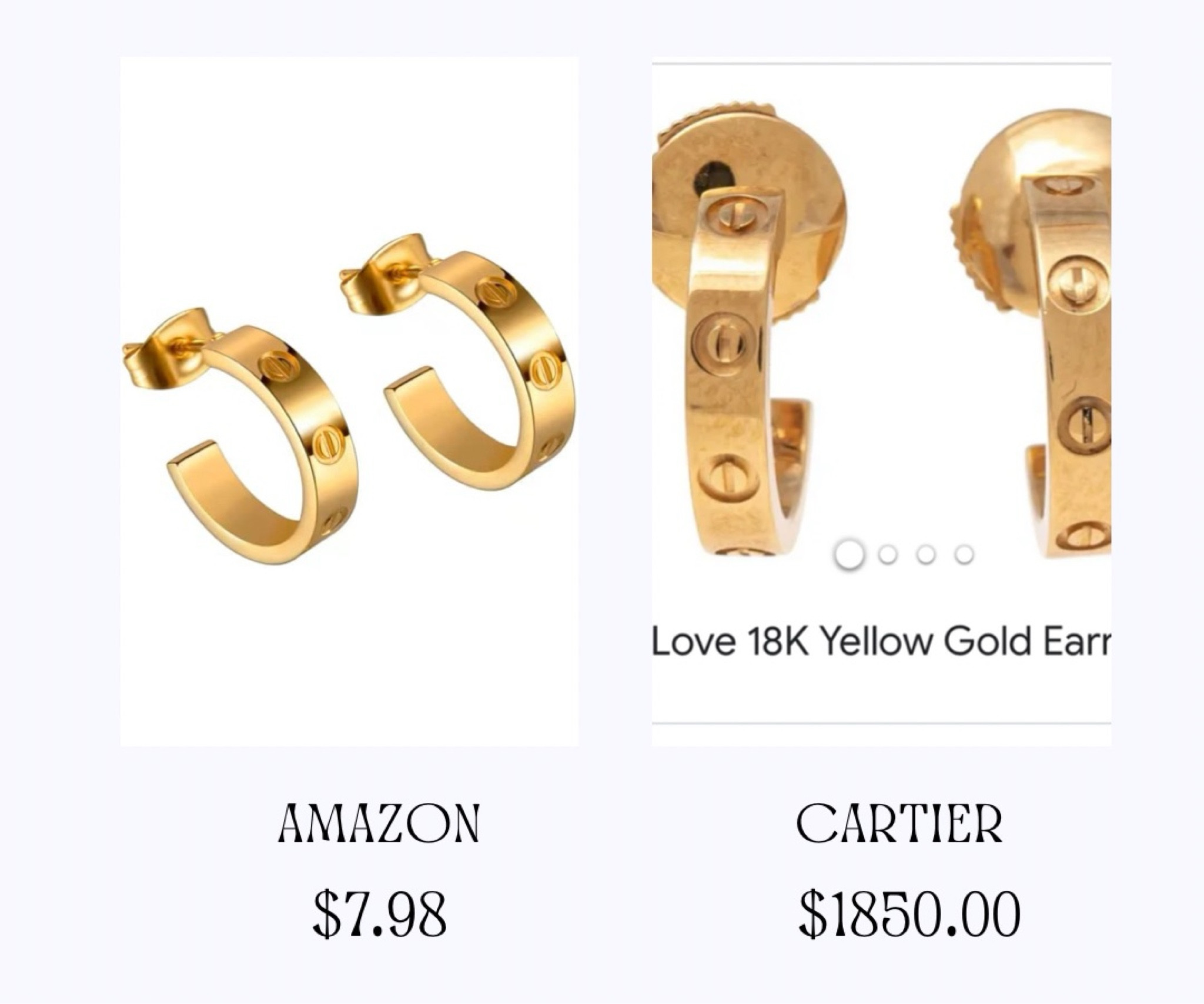 Cartier earring dupe for  less than $10 #earrings #amazon #cartier #boujeeonabudget 

#LTKSaleAlert #LTKFindsUnder100 #LTKFindsUnder50