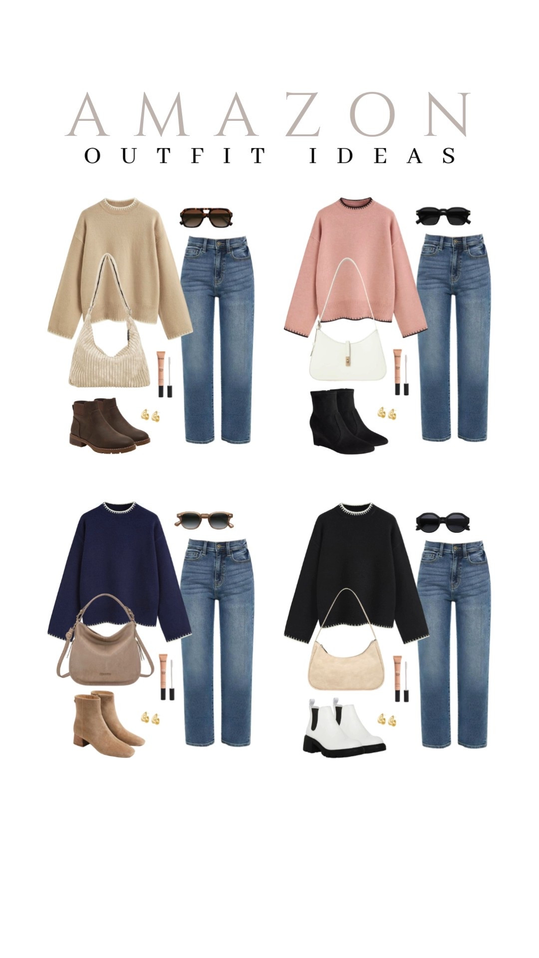 Keeping it simple and comfy with a crewneck sweater,  jeans, and boots. Perfect for running errands or just a casual day.
straight leg jeans, fly away stick for hair, gold stud earrings, ankle boots, spring outfit idea, casual look, vacation style, makeup must have, beauty favorite, functional bag, amazon fashion, affordable style

#LTKootd #LTKU #LTKSeasonal