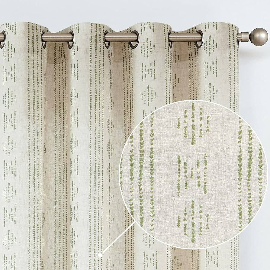 JINCHAN Boho Curtains Linen Curtains for Living Room Farmhouse Curtains 90 Inch Length Geometric ... | Amazon (US)