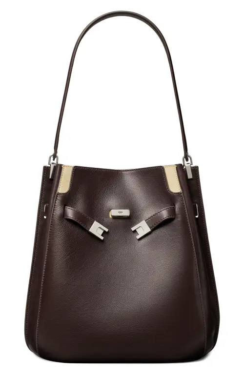 Tory Burch Lee Radziwill Leather Double Bucket Bag in Cocoa at Nordstrom | Nordstrom
