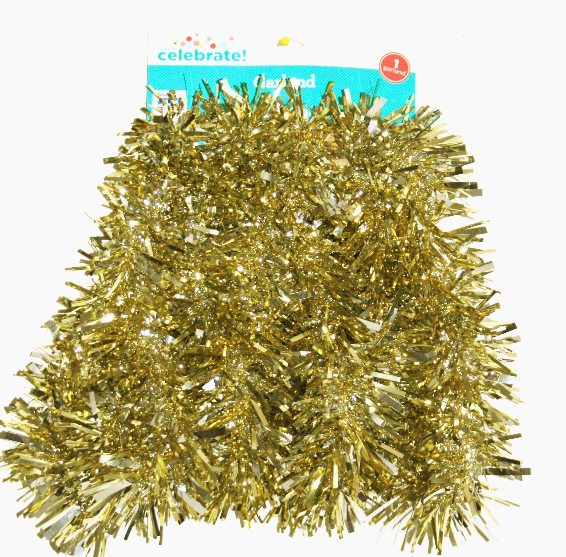 Champagne/Silver Tinsel Garland, 9', by Way To Celebrate | Walmart (US)