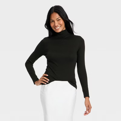 Women's Long Sleeve Ribbed Turtleneck Top - A New Day™ | Target