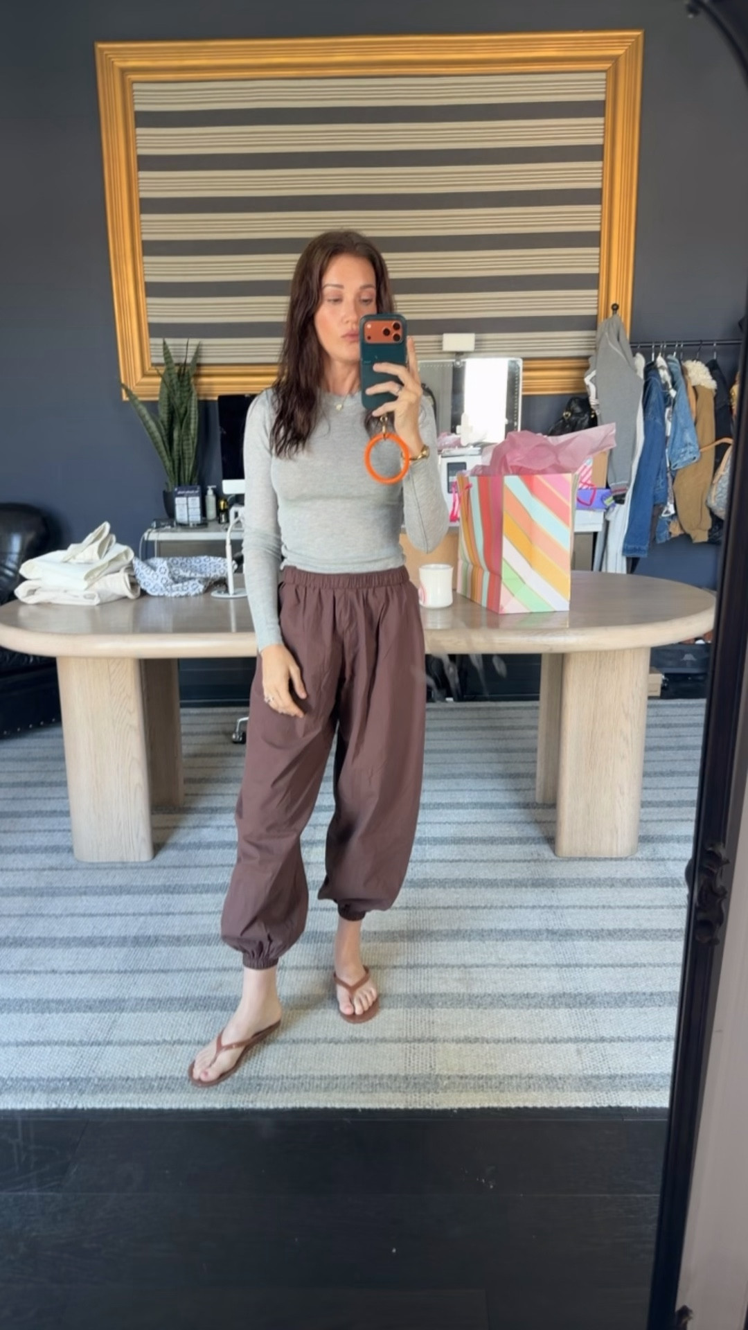 Wearing XS in pants 
Small top

#LTKOver40 #LTKmomlife #LTKgrwm