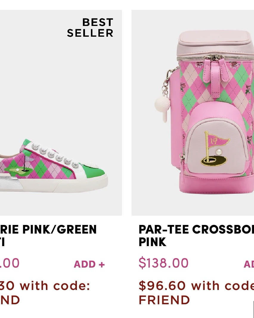 Betsey Johnson is having a big sale and a coupon for other items.  The site has some super cute pink and green items for spring and for those into golf. Use the code FRIEND to save.

#LTKSaleAlert #LTKspringtrends #LTKfitnessgoals