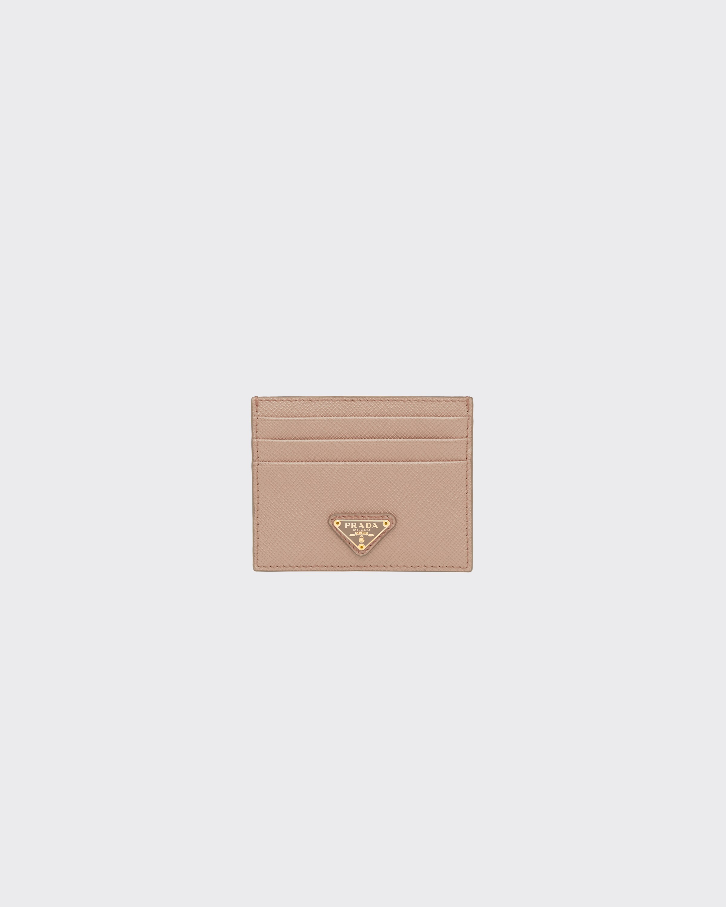 Powder Pink Saffiano Leather Card Holder | PRADA | Prada Spa US