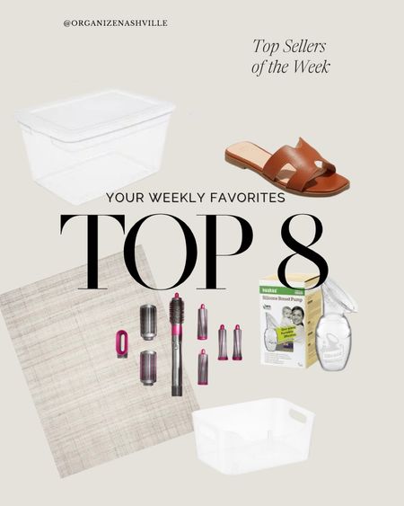 Your favorites from this week ☀️including my favorite breast feeding tool, go to summer Hermes dupe slides, and the hair tool I can’t get enough of (for under $30!!).

1. West Elm Lumini Dupe Rug at Wayfair 
2. Dyson Airwrap Dupe
3. Hermes Cognac Sandals Dupe (under $25)
4. Seasonal Storage bins
5. Clear bins with handles 
6. Haaka Nursing Pump
7. Abercrombie Travel Dress
8. Marble End Table


#LTKSeasonal #LTKSummerSales