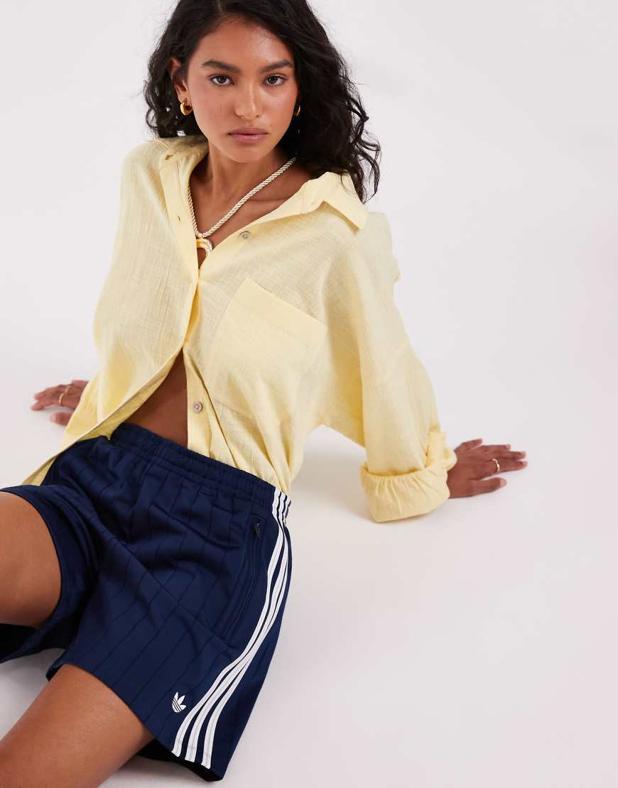 adidas Originals firebird shorts in navy pinstripe | ASOS (Global)