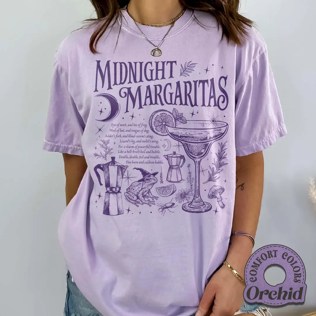 Midnight Margaritas Comfort Colors Shirt, Tequila Shirt, Witchy Tee, Margarita Halloween Shirt, G... | Etsy (US)