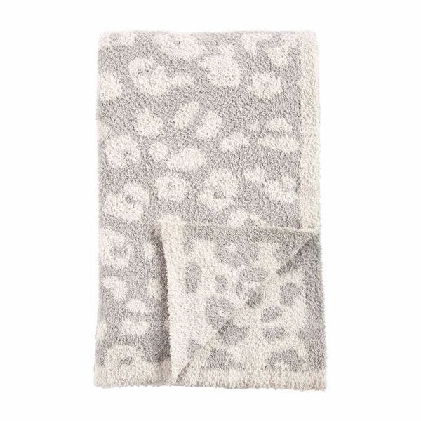 Taupe Gray Leopard Blanket | Mud Pie