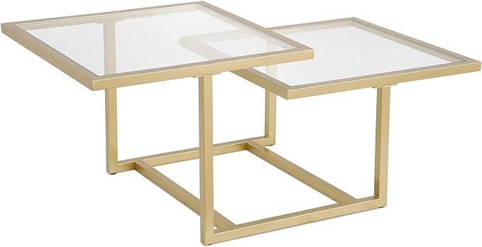 Henn&Hart 43" Wide Square Coffee Table in Brass, Modern coffee tables for living room, studio apa... | Amazon (US)