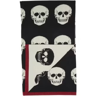Mina Victory Trendy, Hip, New-Age Skull 50" x 60" Black/White Indoor Halloween Throw Blanket | Target