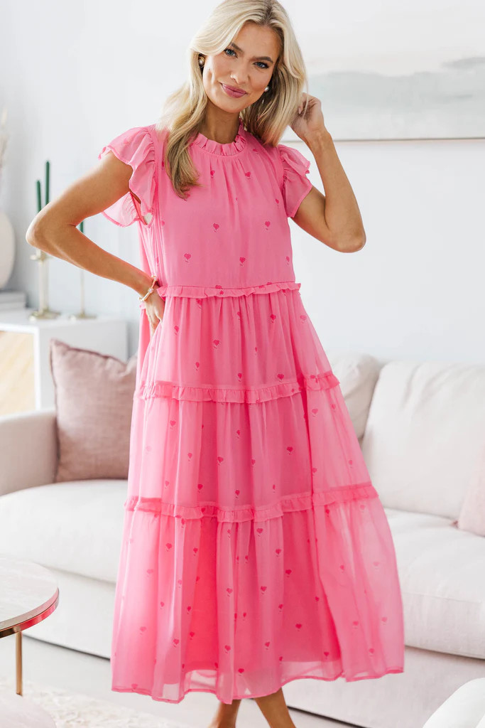 NURSING COLLECTION: What It Means Blush Floral Midi Dress | The Mint Julep Boutique