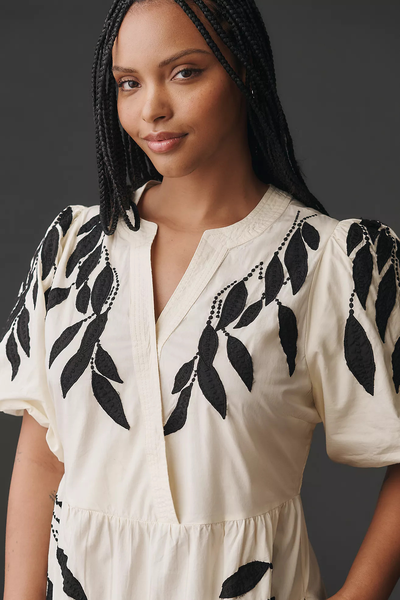 By Anthropologie Short-Sleeve Embroidery Appliqué Maxi Dress | Anthropologie (US)