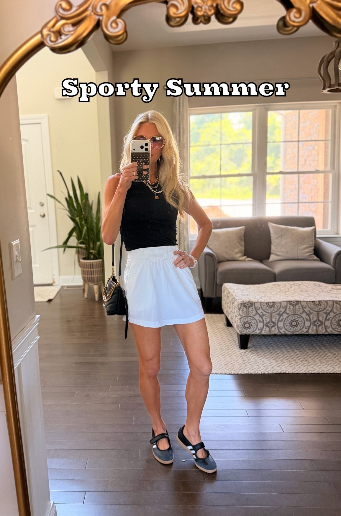 Cute sporty summer outfit at leisure skirt and Adidas Mary jeans perfect for sports moms or mom’s on the go

#LTKOver40 #LTKootd #LTKmomlife