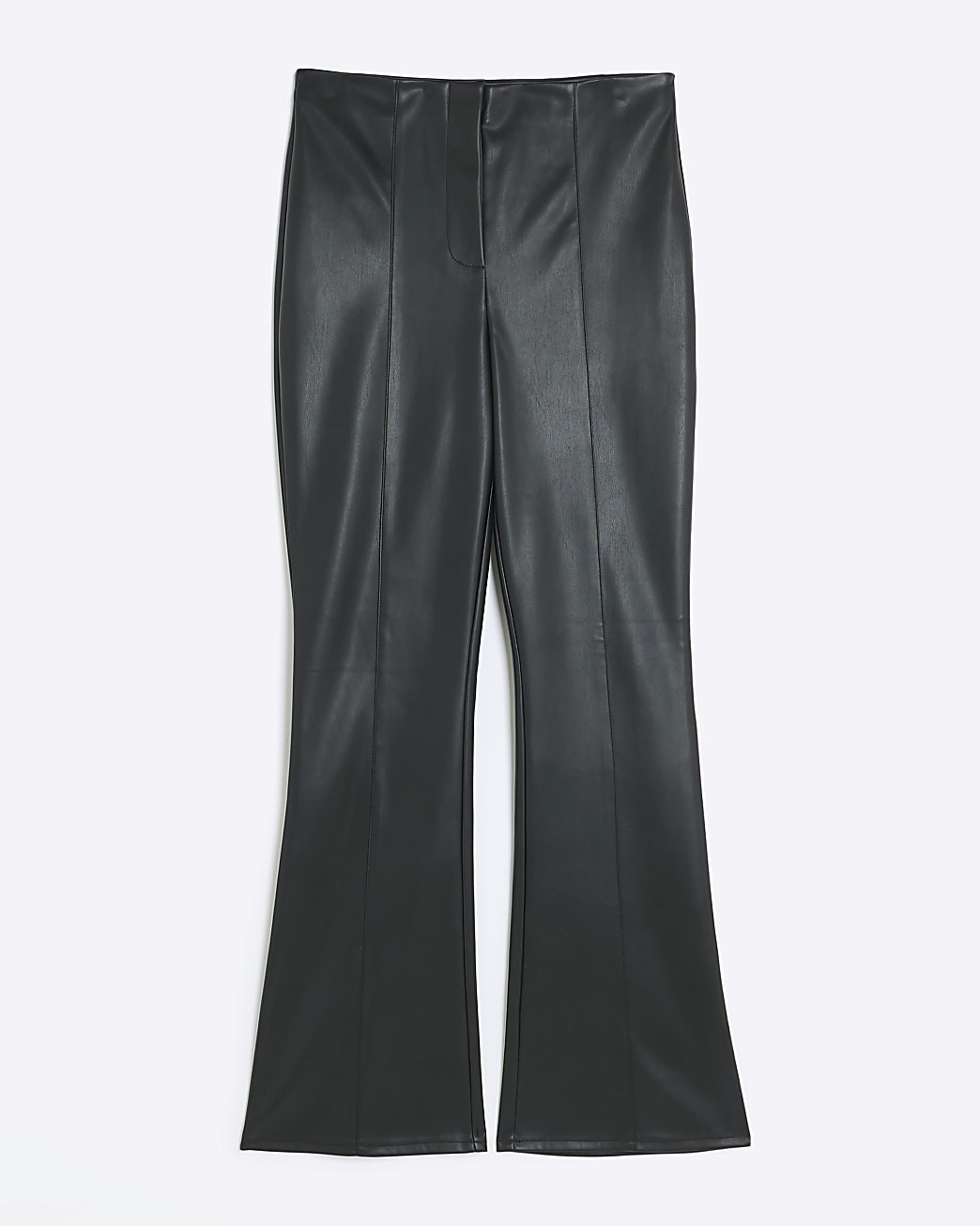 Black faux leather bootleg trousers | River Island (UK & IE)