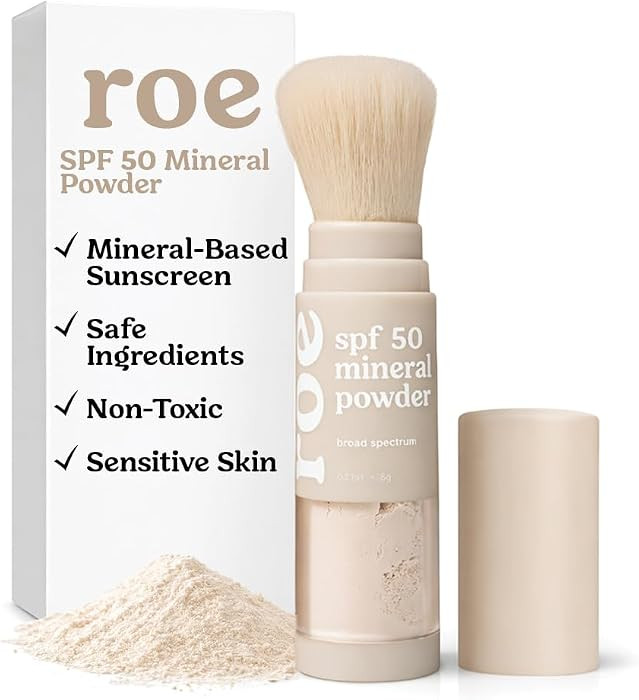 Roe Wellness- SPF 50 Powder Sunscreen Mineral-Based, Non-Toxic Brush-on For Kids, Adults & Babies... | Amazon (US)