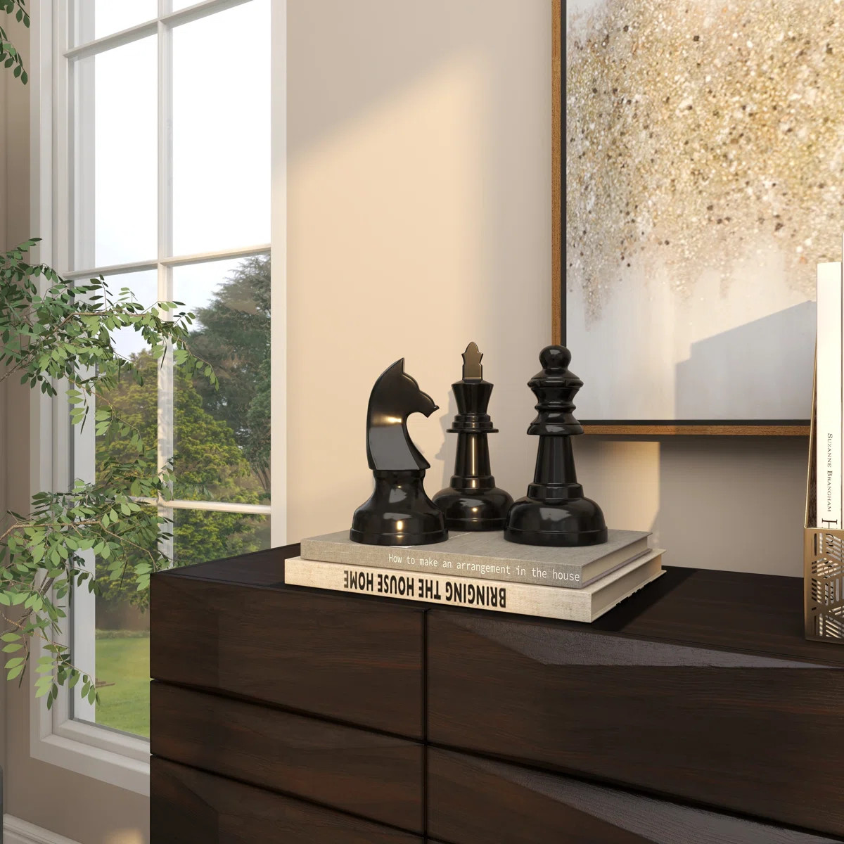 Aluminum Metal Chess Decorative Sculpture with Knight, Queen and King Set | Wayfair North America
