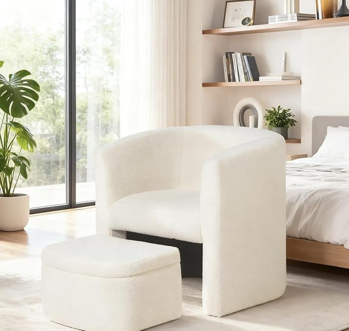 MALOL Mid-Century Velvet Living Room Chair with Storage Ottoman, Space-Saving Accent Chairs for B... | Amazon (US)