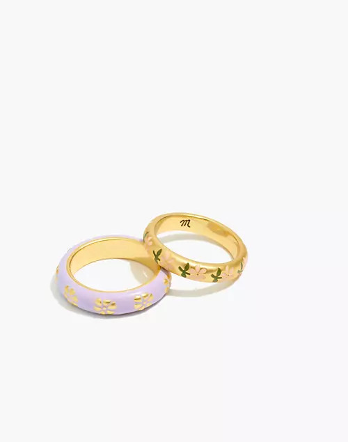 Two-Pack Retro Daisy Enamel Ring Set | Madewell
