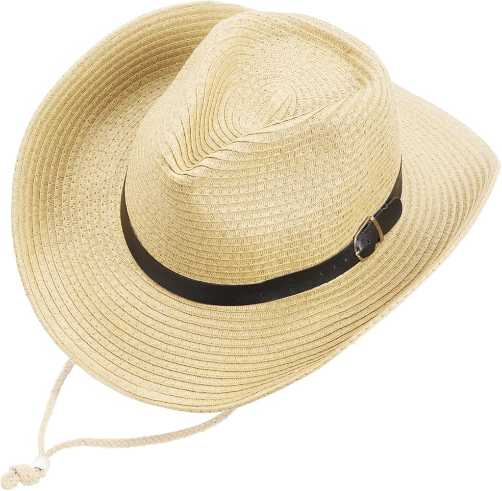 Bskifnn Unisex Straw Cowboy Hats for Boys and Girls Western Beach Cowboy Sun Hat Wide Brim Cap fo... | Amazon (CA)