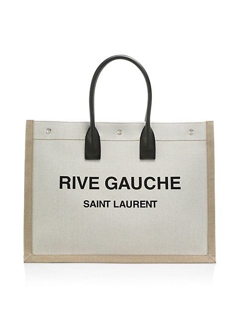 Rive Gauche Linen & Leather Tote Bag | Saks Fifth Avenue