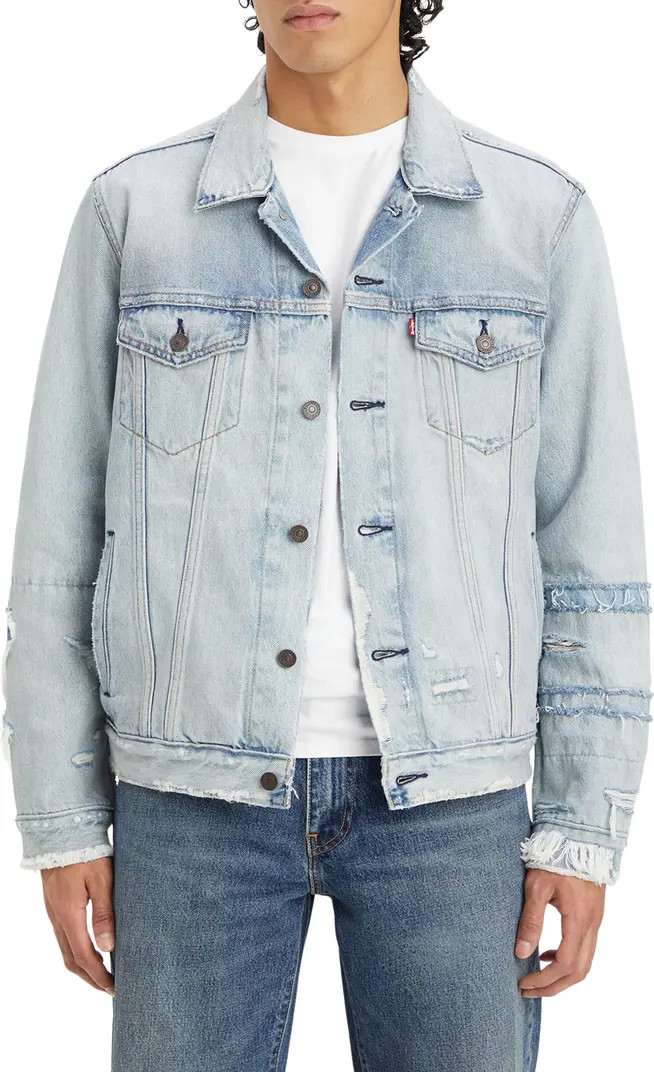 Distressed Cotton Denim Trucker Jacket | Nordstrom