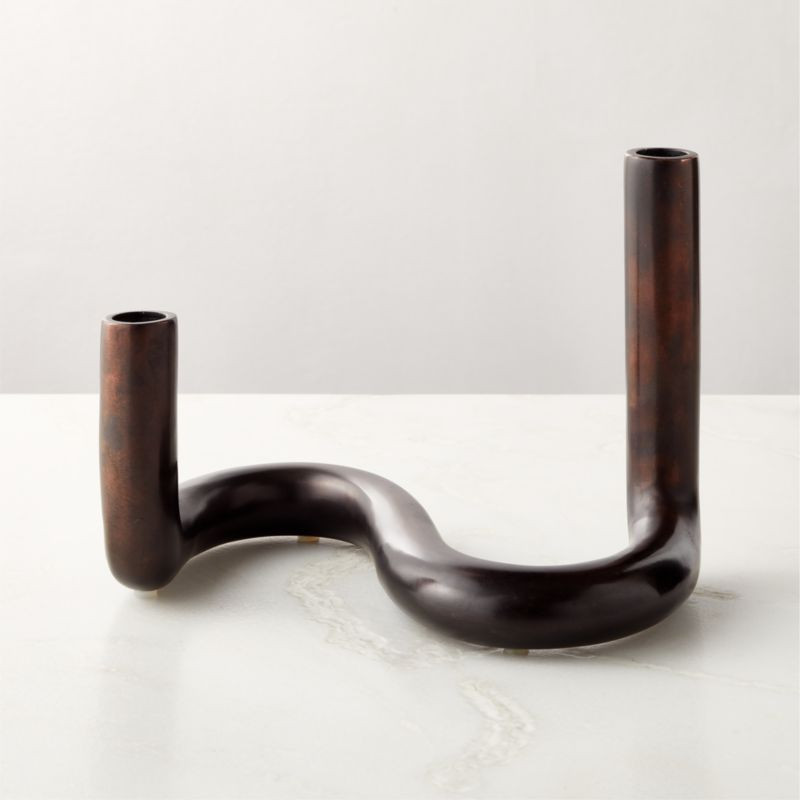 Freya Bronze Taper Candle Holder + Reviews | CB2 | CB2