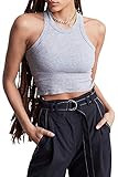 Bandier x WSLY Rivington Ribbed Cropped Tank, Grey Heather, X-Large | Amazon (US)