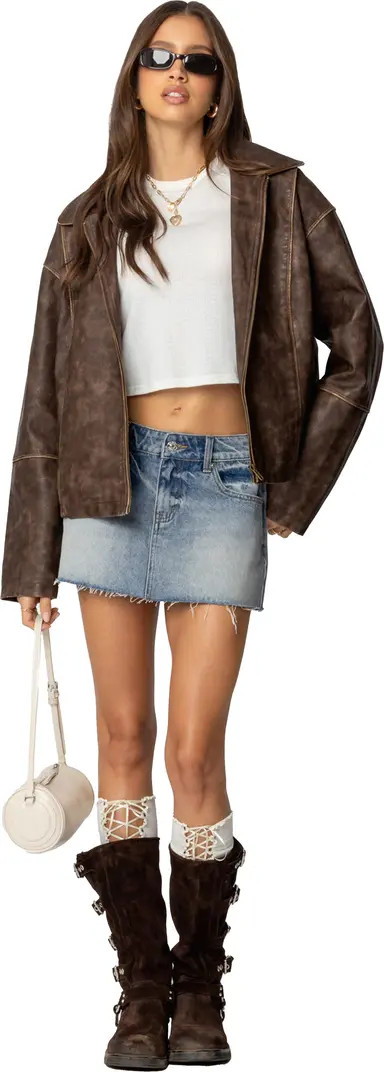 Oversized Washed Faux Leather Jacket | Nordstrom