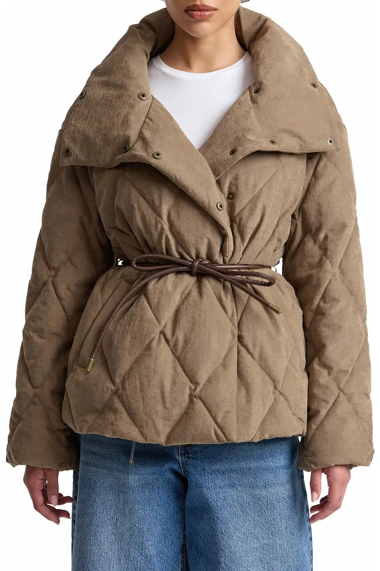Tie Waist Puffer Coat (Women) | Nordstrom | Nordstrom