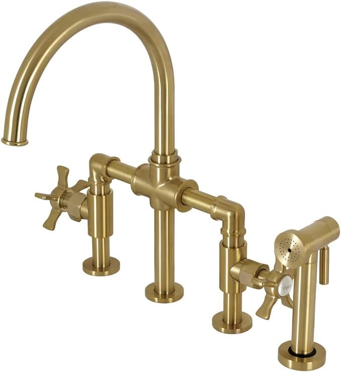 Kingston Brass KS2337NX Hamilton Bridge Kitchen Faucet, Brushed Brass | Amazon (US)