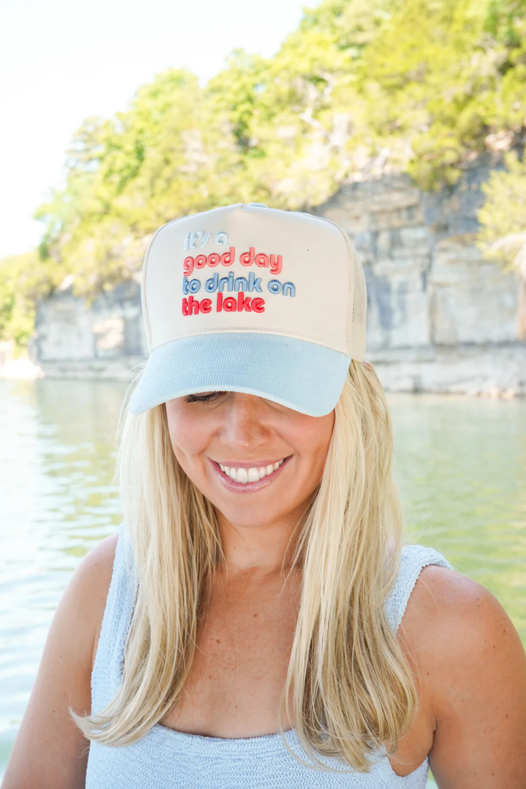 Good Day to Drink on the Lake - Baby Blue Corduroy Hat | KenzKustomz